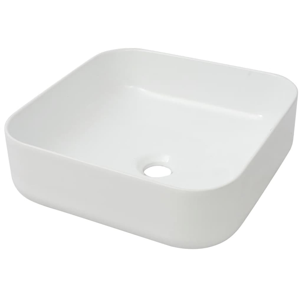 Basin Square Ceramic White 39x39x13.5 cm