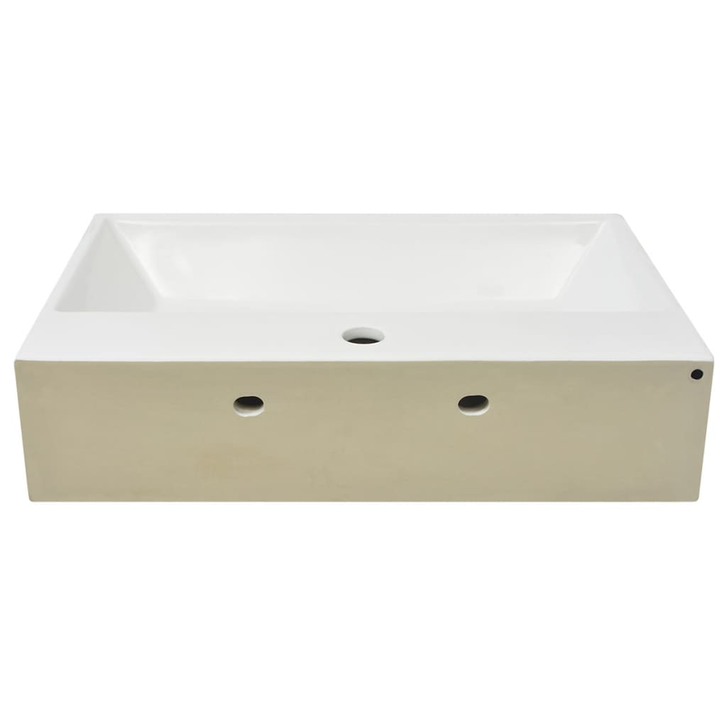 Basin with Faucet Hole Ceramic White 60.5x42.5x14.5 cm