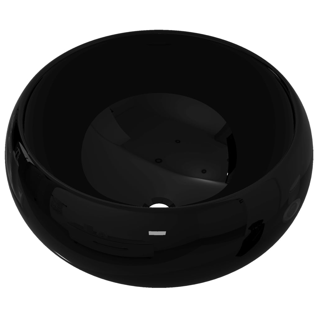 Basin Ceramic Round Black 40x15 cm