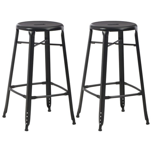 Bar Stools 2 pcs Black Steel