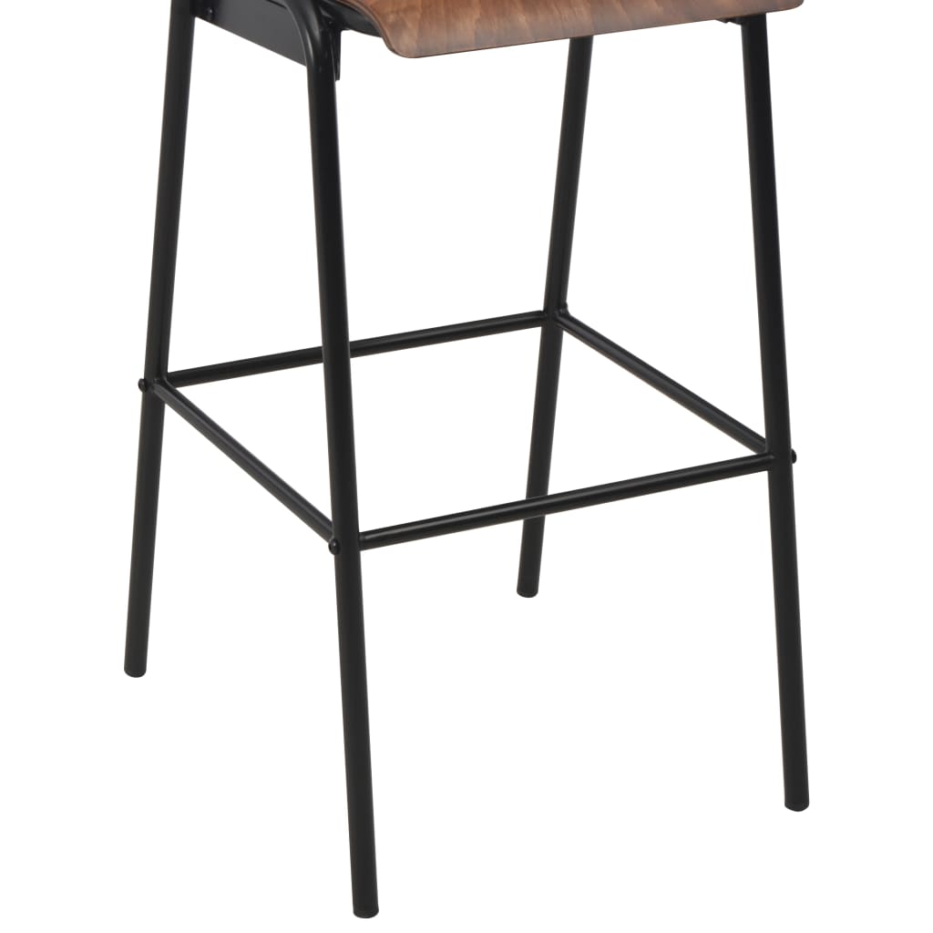 Bar Chairs 2 pcs Brown Solid Plywood Steel