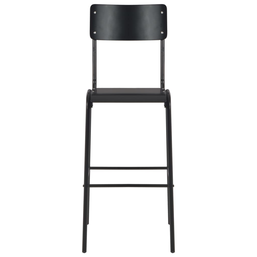 Bar Chairs 2 pcs Black Solid Plywood Steel