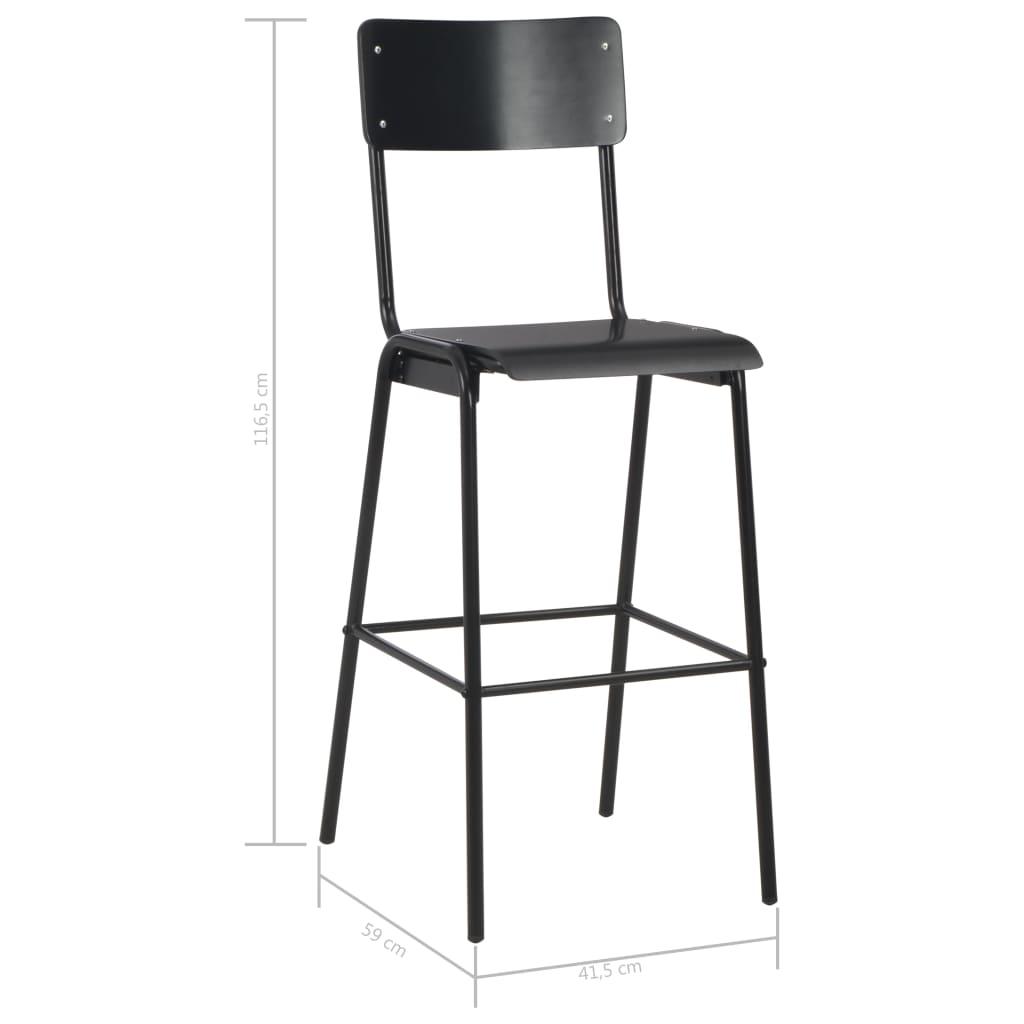 Bar Chairs 2 pcs Black Solid Plywood Steel