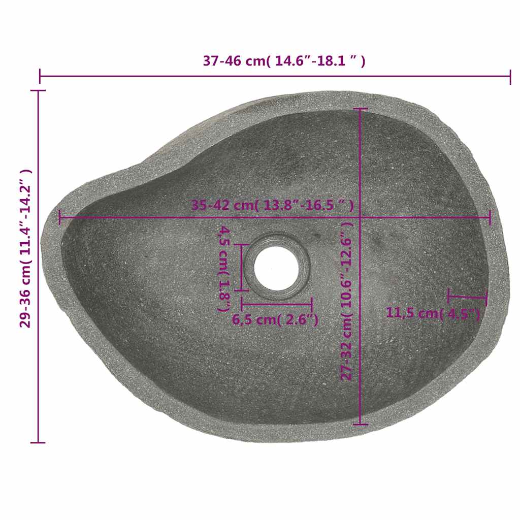 Basin River Stone Oval (37-46)x(29-36) cm