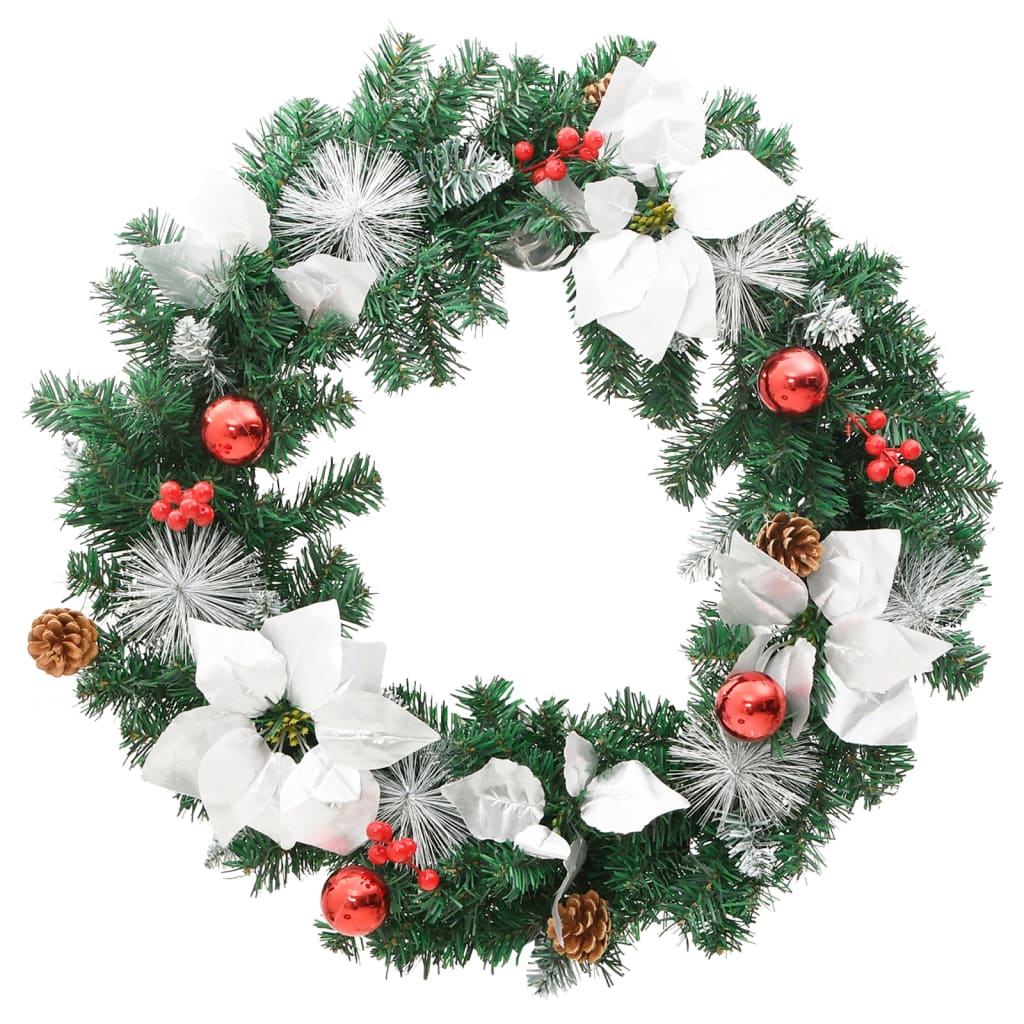 Christmas Wreath with LED Lights Green 60 cm PVC