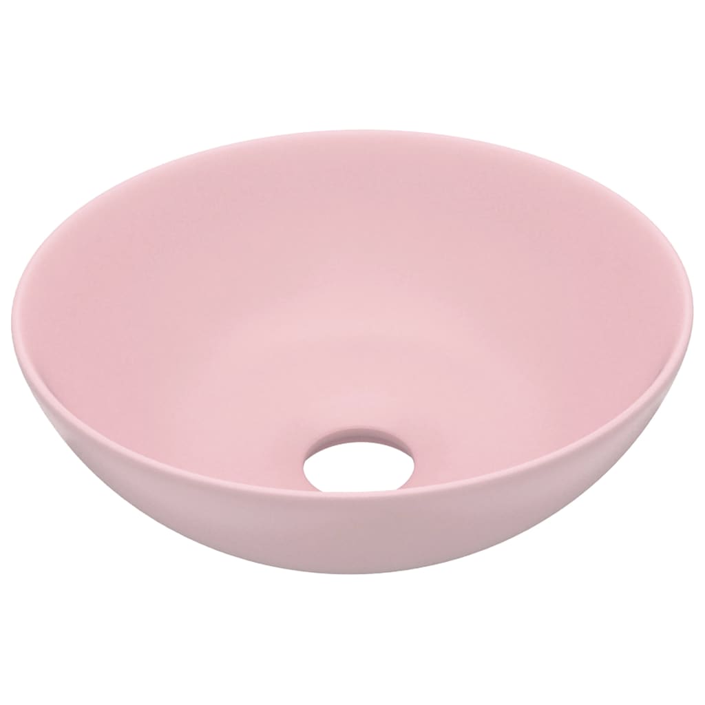 Bathroom Sink Ceramic Matt Pink Round