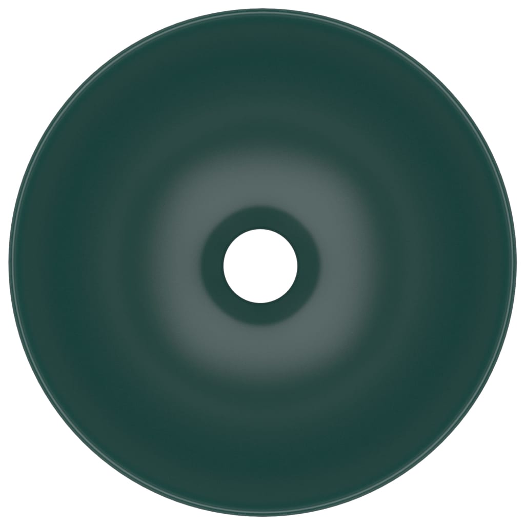 Bathroom Sink Ceramic Dark Green Round