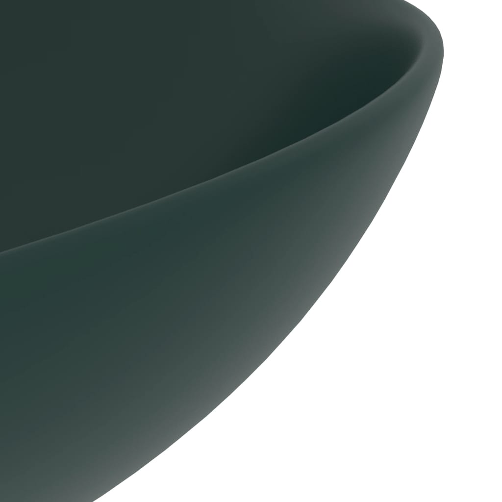 Bathroom Sink Ceramic Dark Green Round