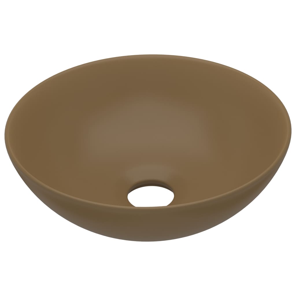 Bathroom Sink Ceramic Matt Cream Round