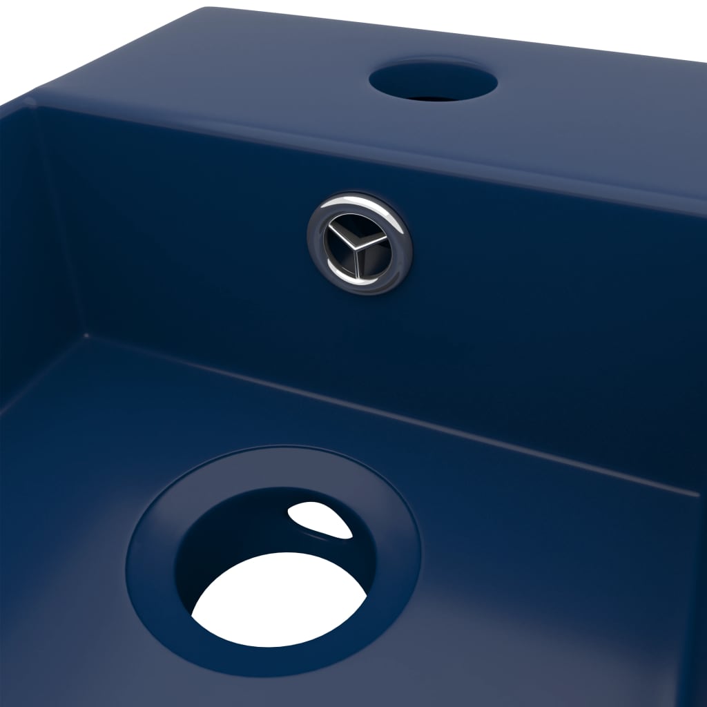 Bathroom Sink with Overflow Ceramic Dark Blue