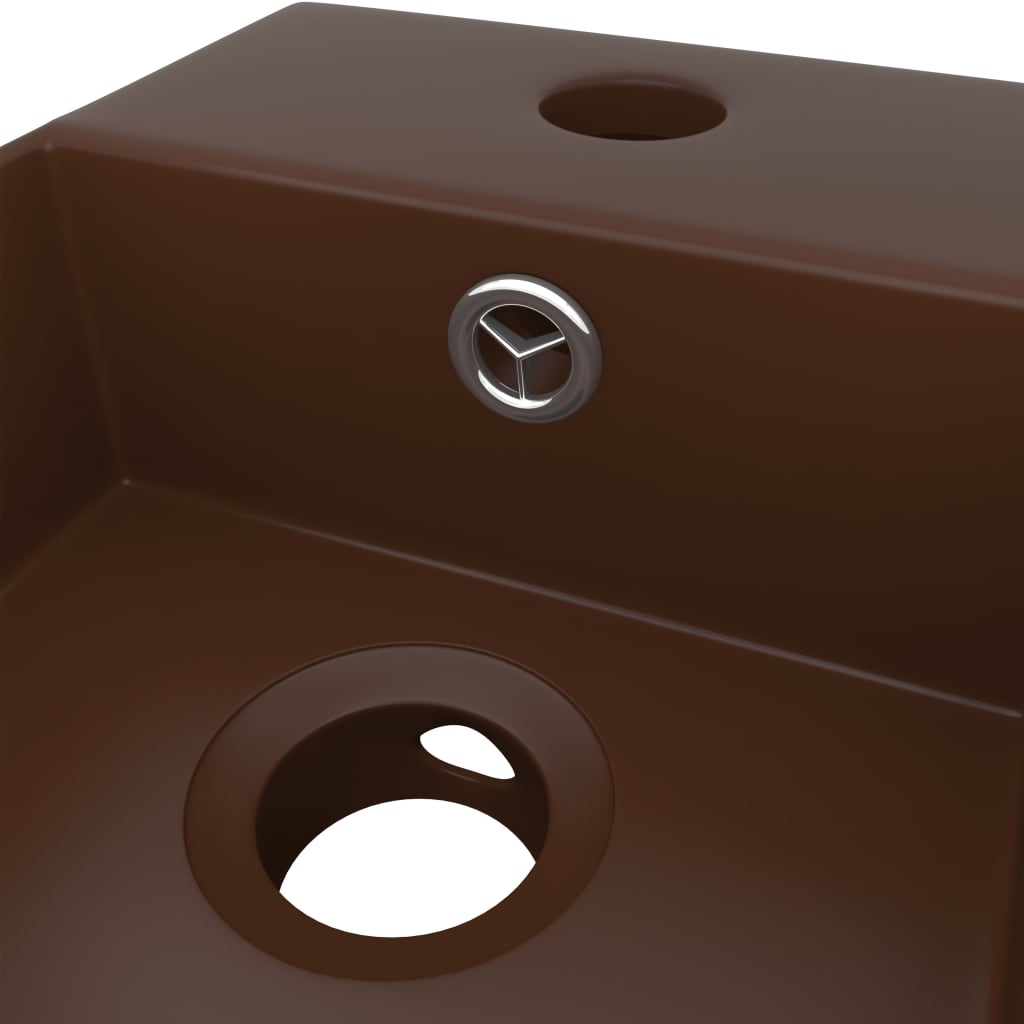 Bathroom Sink with Overflow Ceramic Dark Brown