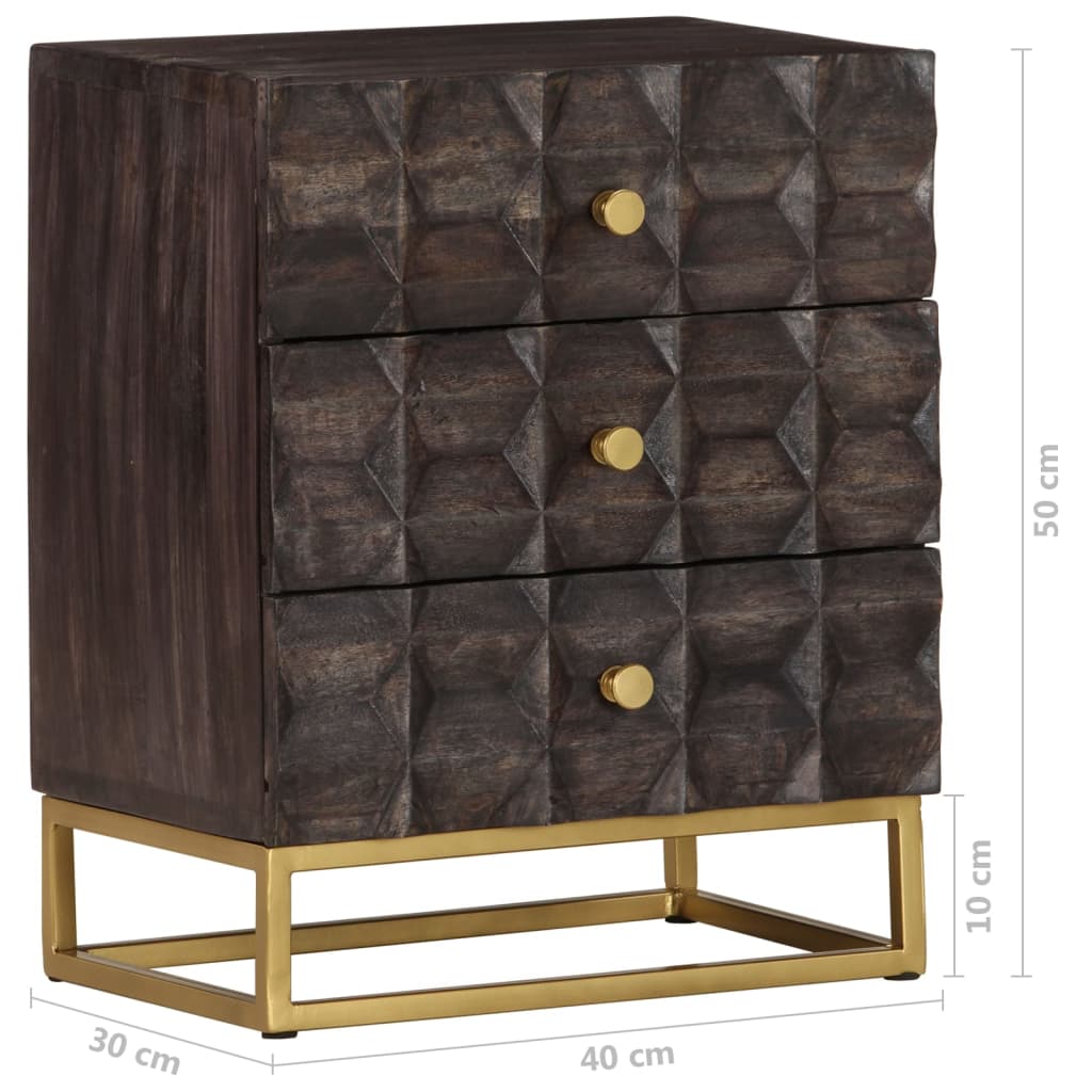 Bed Cabinet Black 40x30x50 cm Solid Mango Wood