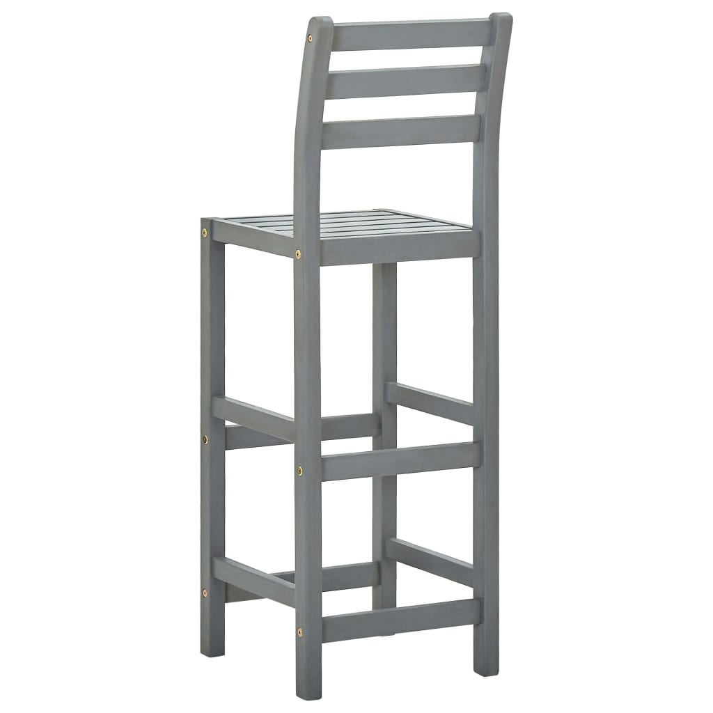 Bar Stools 2 pcs Grey Solid Acacia Wood