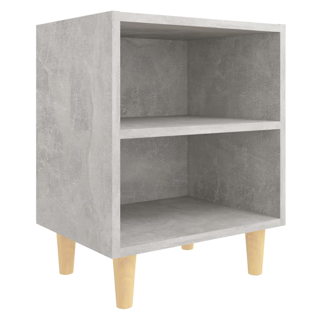 Bed Cabinet with Solid Wood Legs Concrete Grey 40x30x50 cm