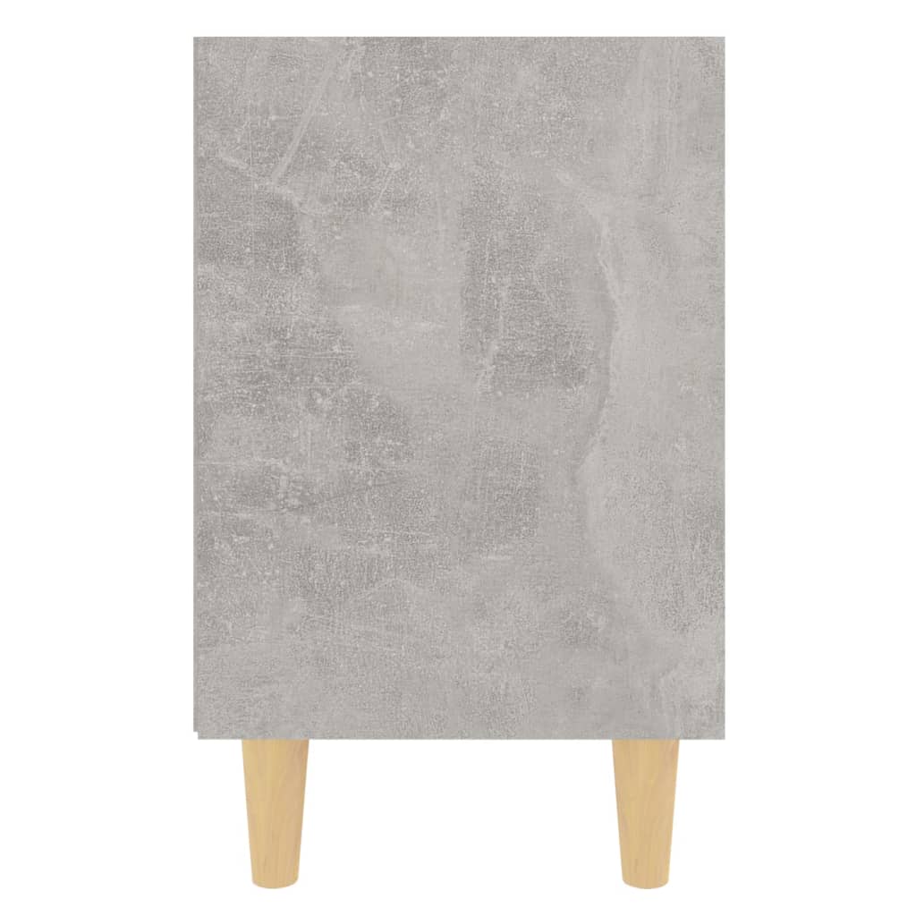 Bed Cabinet with Solid Wood Legs Concrete Grey 40x30x50 cm