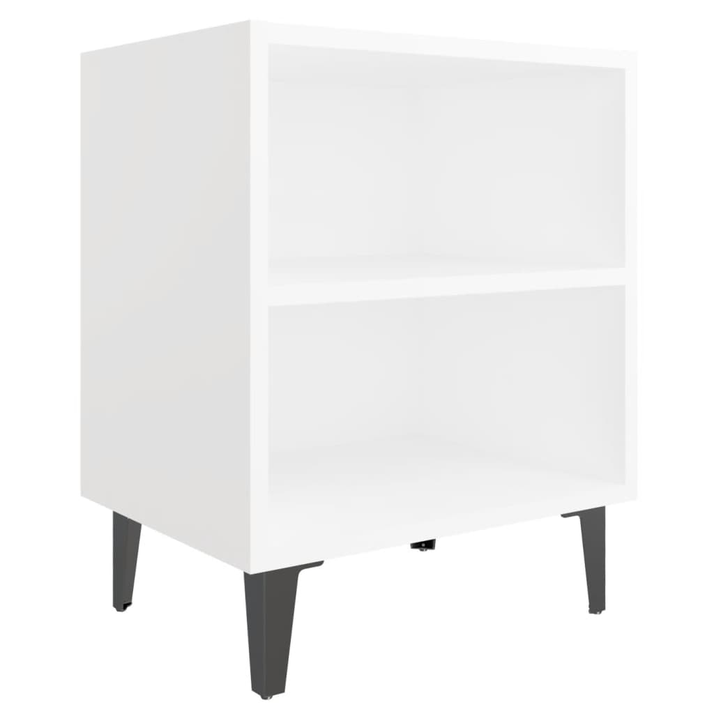 Bed Cabinet with Metal Legs White 40x30x50 cm