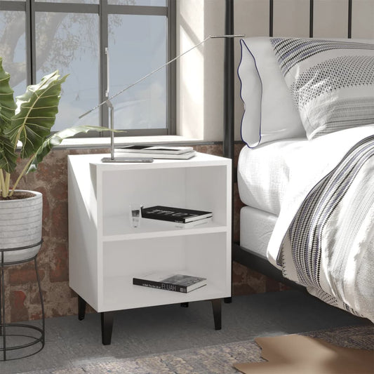 Bed Cabinet with Metal Legs White 40x30x50 cm