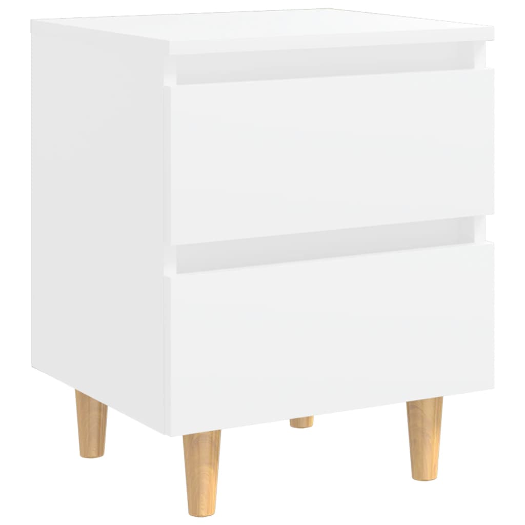 Bed Cabinet with Solid Pinewood Legs White 40x35x50 cm