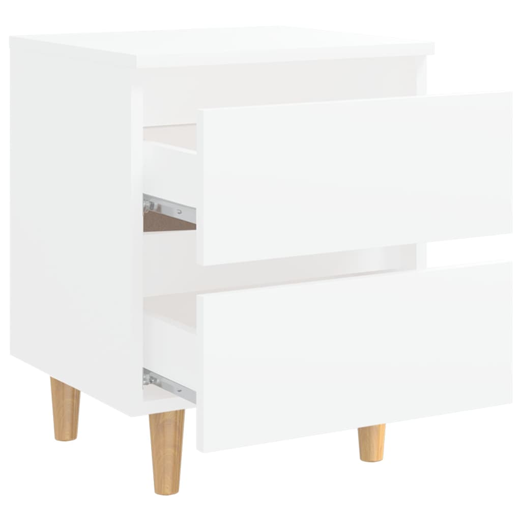 Bed Cabinet with Solid Pinewood Legs White 40x35x50 cm