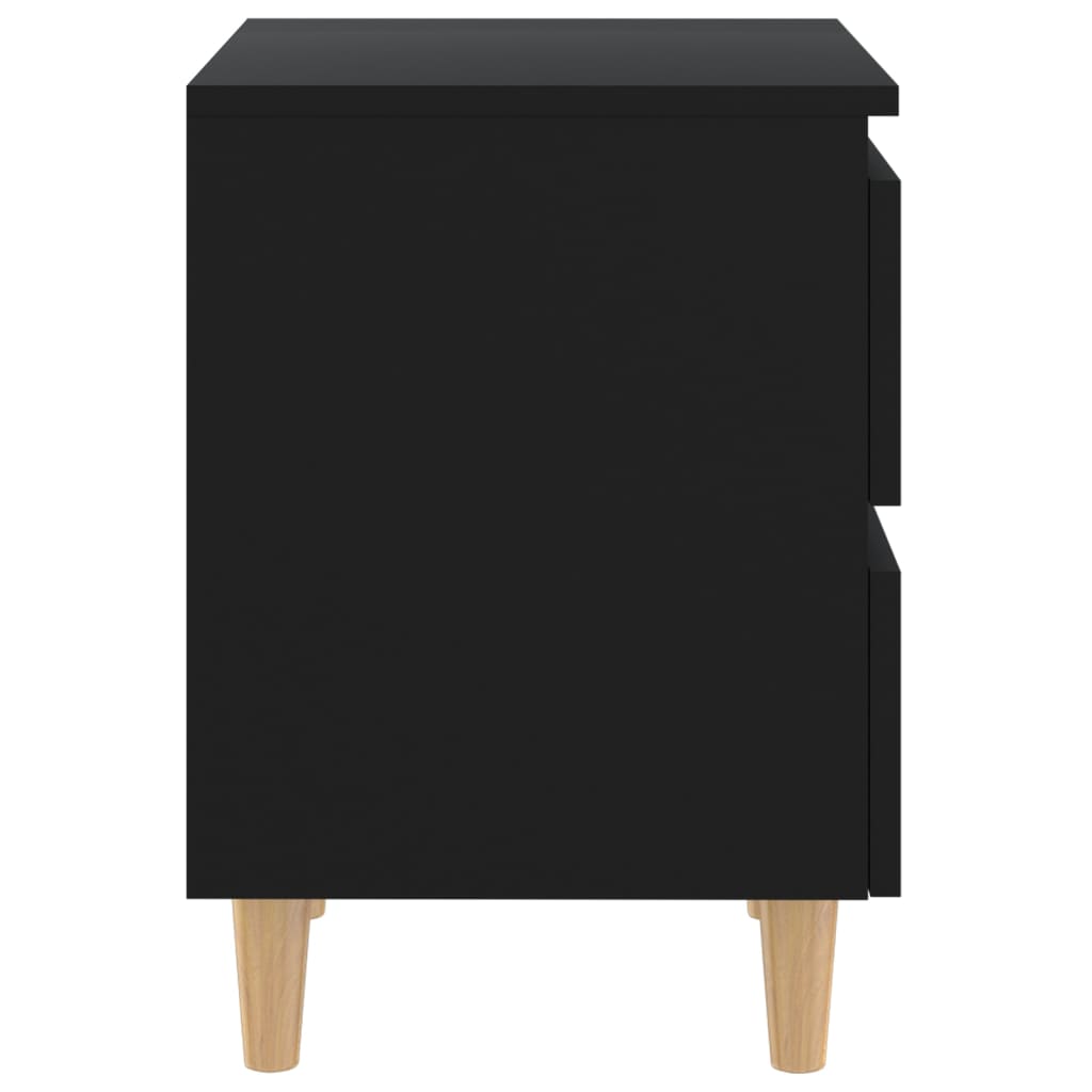 Bed Cabinet with Solid Pinewood Legs Black 40x35x50 cm