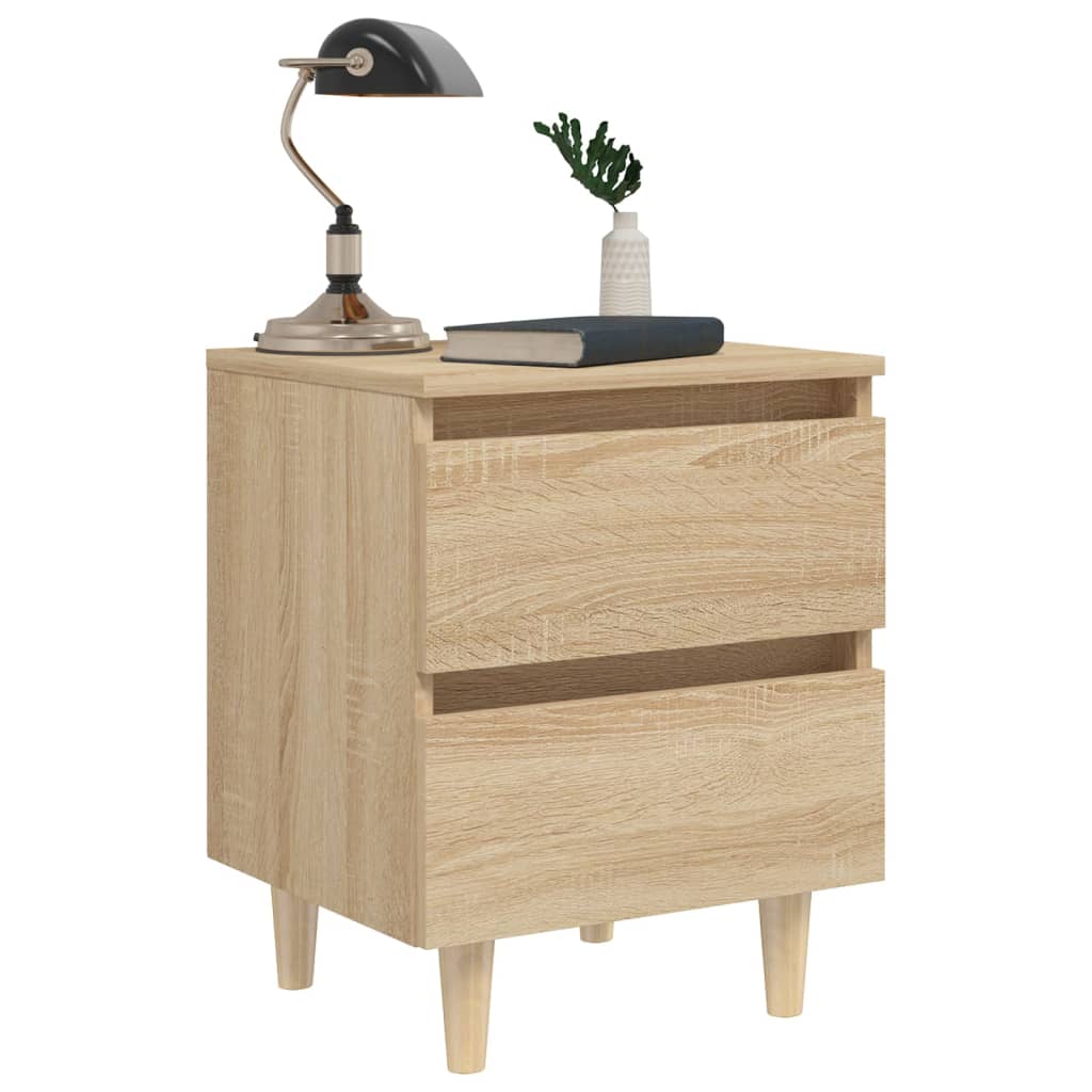 Bed Cabinet with Solid Pinewood Legs Sonoma Oak 40x35x50 cm