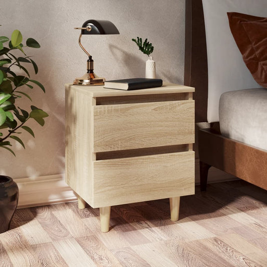 Bed Cabinet with Solid Pinewood Legs Sonoma Oak 40x35x50 cm