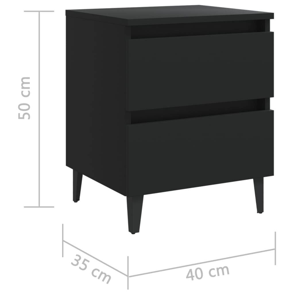 Bed Cabinet Black 40x35x50 cm Engineered Wood