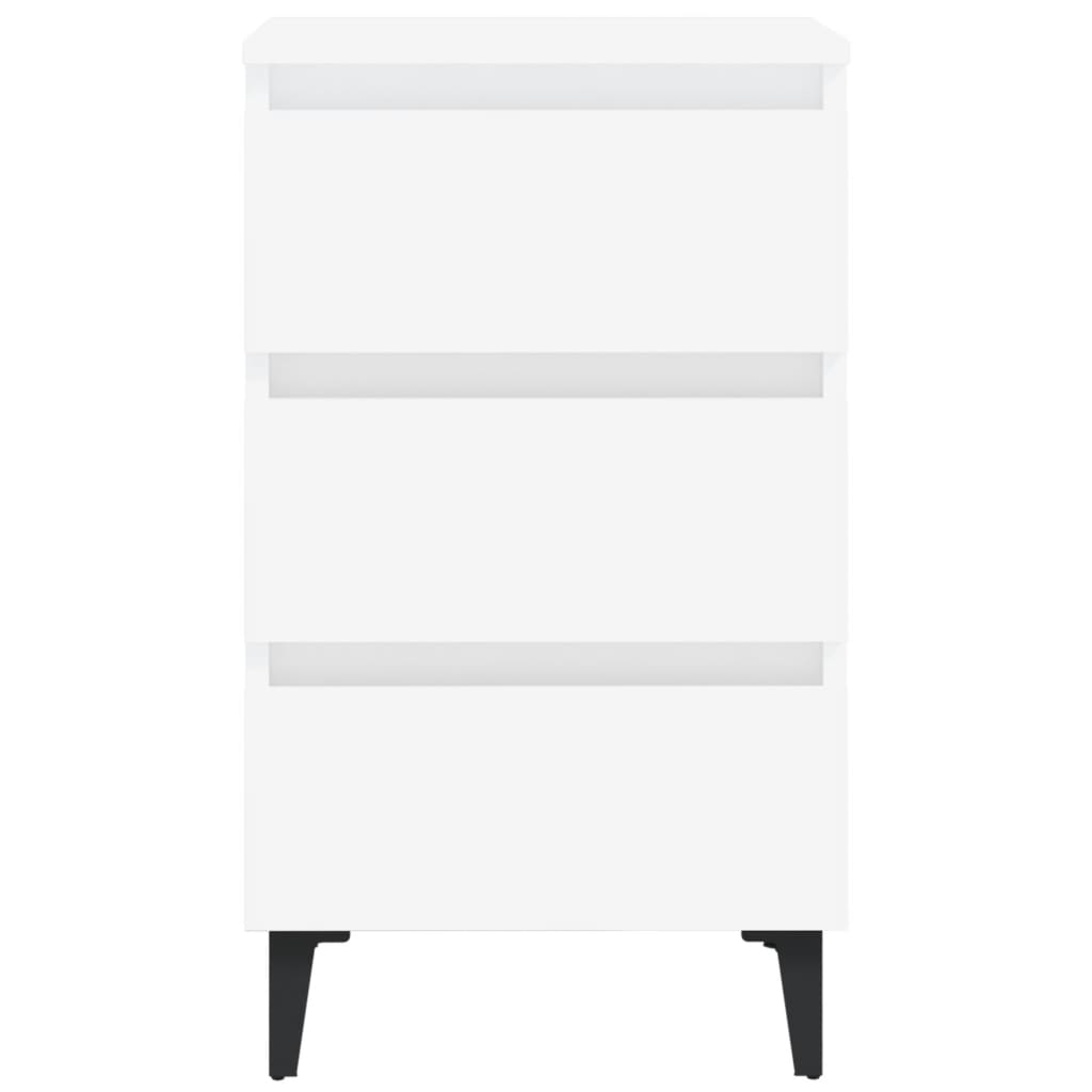 Bed Cabinet with Metal Legs White 40x35x69 cm