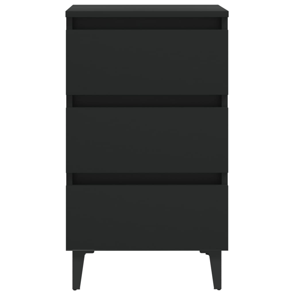 Bed Cabinet with Metal Legs Black 40x35x69 cm