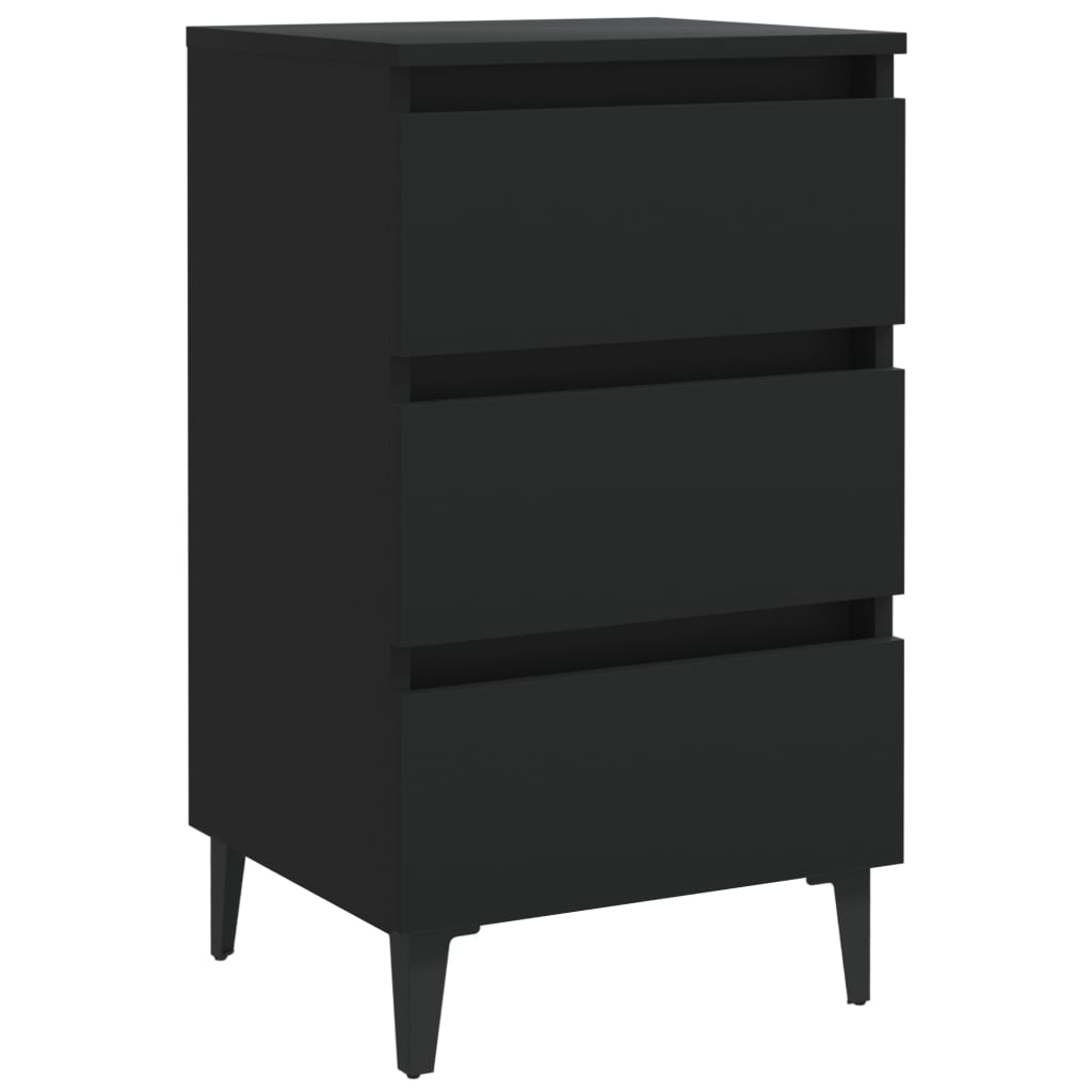 Bed Cabinet with Metal Legs 2 pcs Black 40x35x69 cm