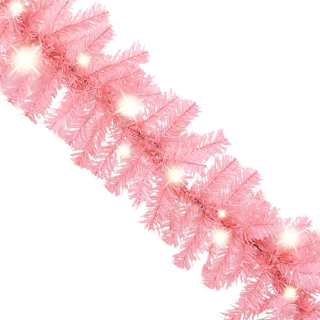 Christmas Garland with LED Lights 5 m Pink