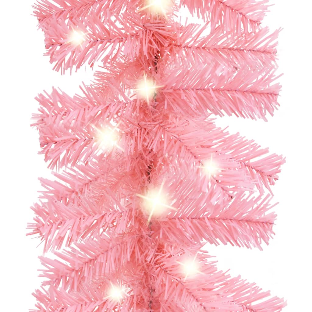 Christmas Garland with LED Lights 10 m Pink