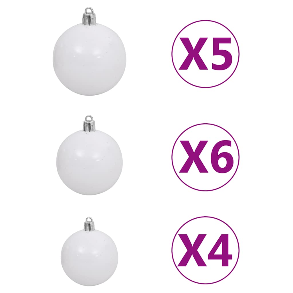 61 Piece Christmas Ball Set with Peak and 150 LEDs White&Gey