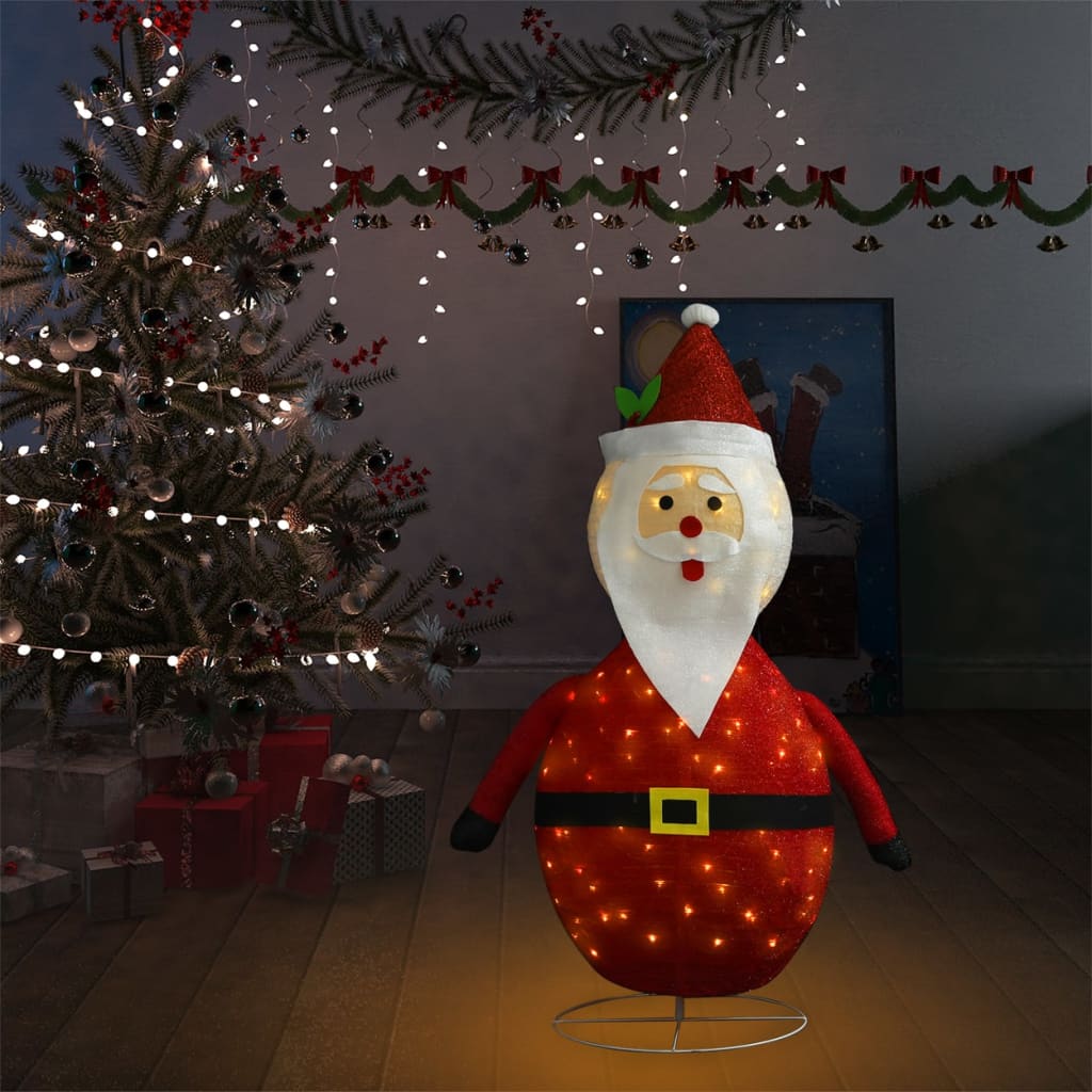 Decorative Christmas Santa Claus Figure LED Luxury Fabric 120cm