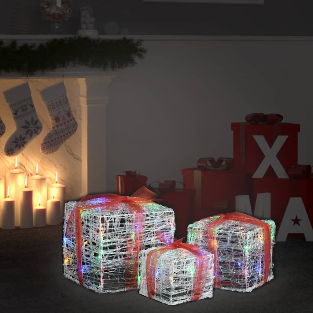 Decorative Acrylic Christmas Gift Boxes 3 pcs Colourful