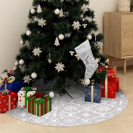 Luxury Christmas Tree Skirt with Sock White 122 cm Fabric