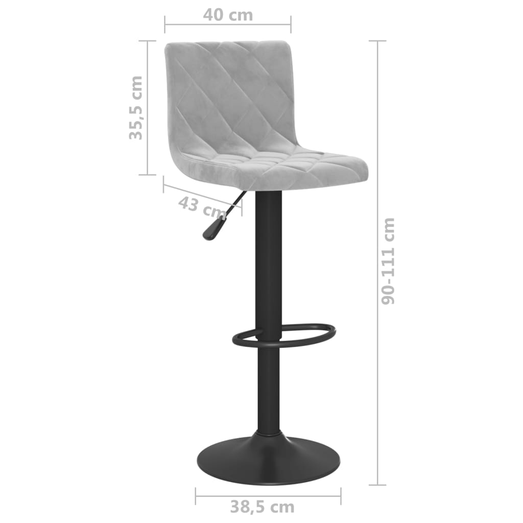 Bar Stools 2 pcs Light Grey Velvet