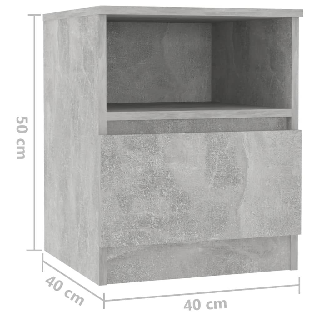 Bed Cabinet Concrete Grey 40x40x50 cm Engineered Wood