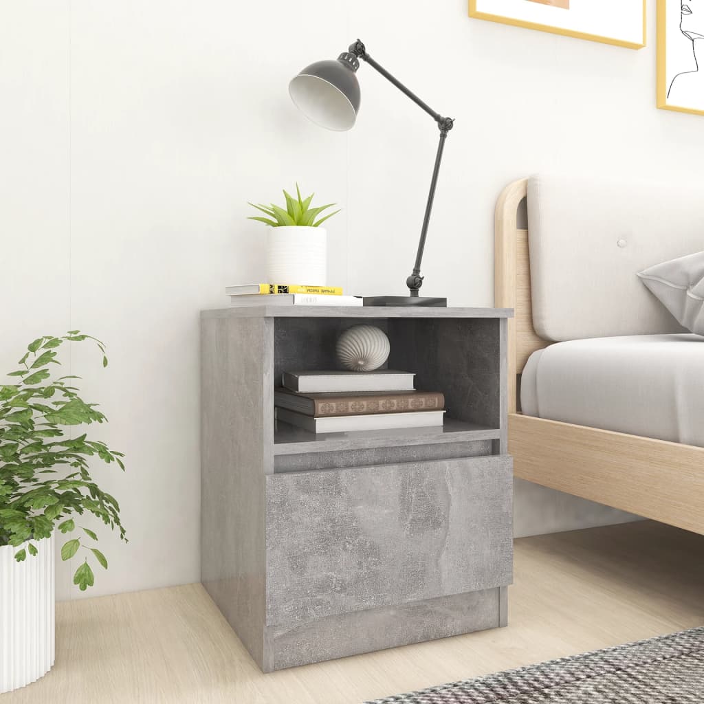 Bed Cabinet Concrete Grey 40x40x50 cm Engineered Wood