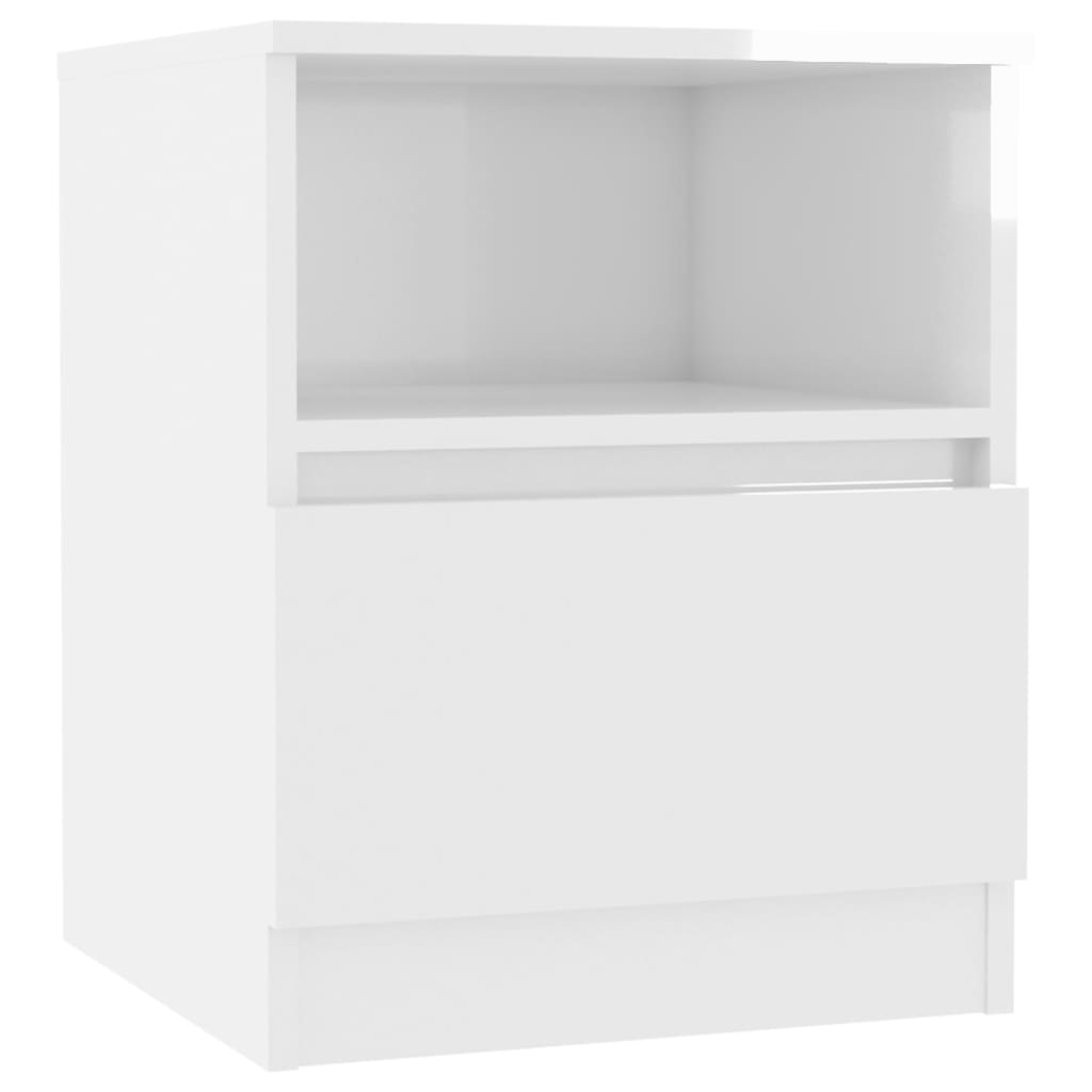 Bed Cabinet High Gloss White 40x40x50 cm Engineered Wood