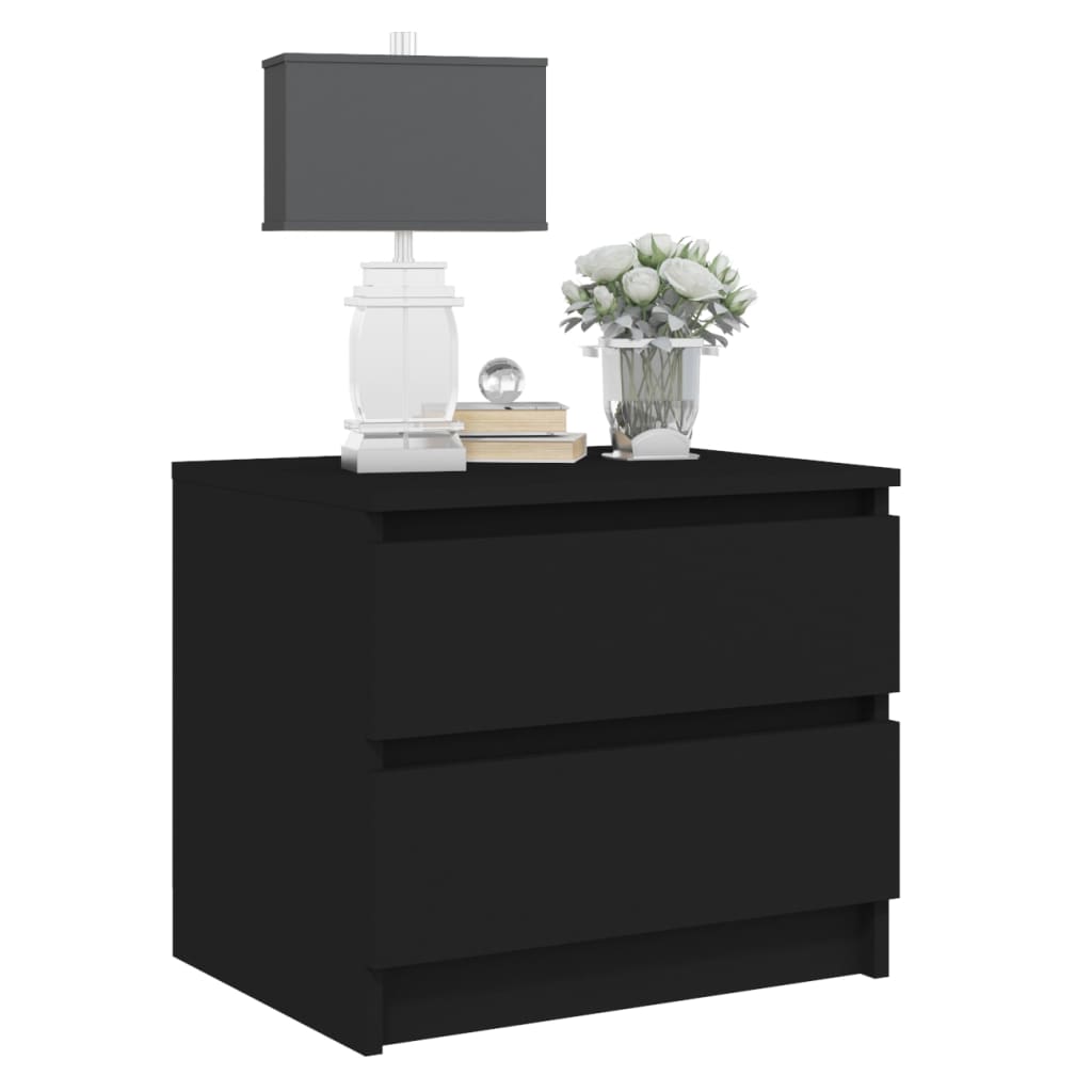 Bed Cabinet Black 50x39x43.5 cm Engineered Wood