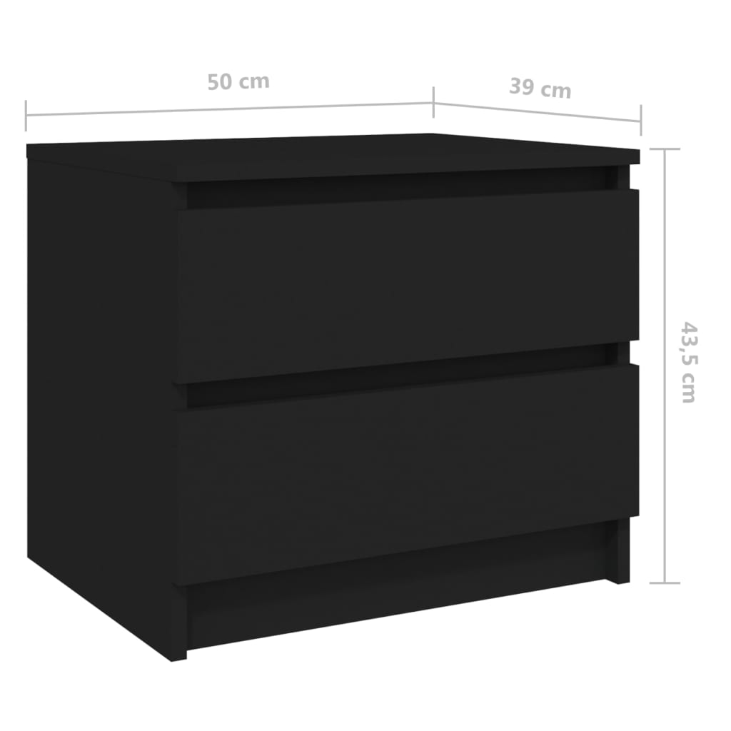 Bed Cabinet Black 50x39x43.5 cm Engineered Wood