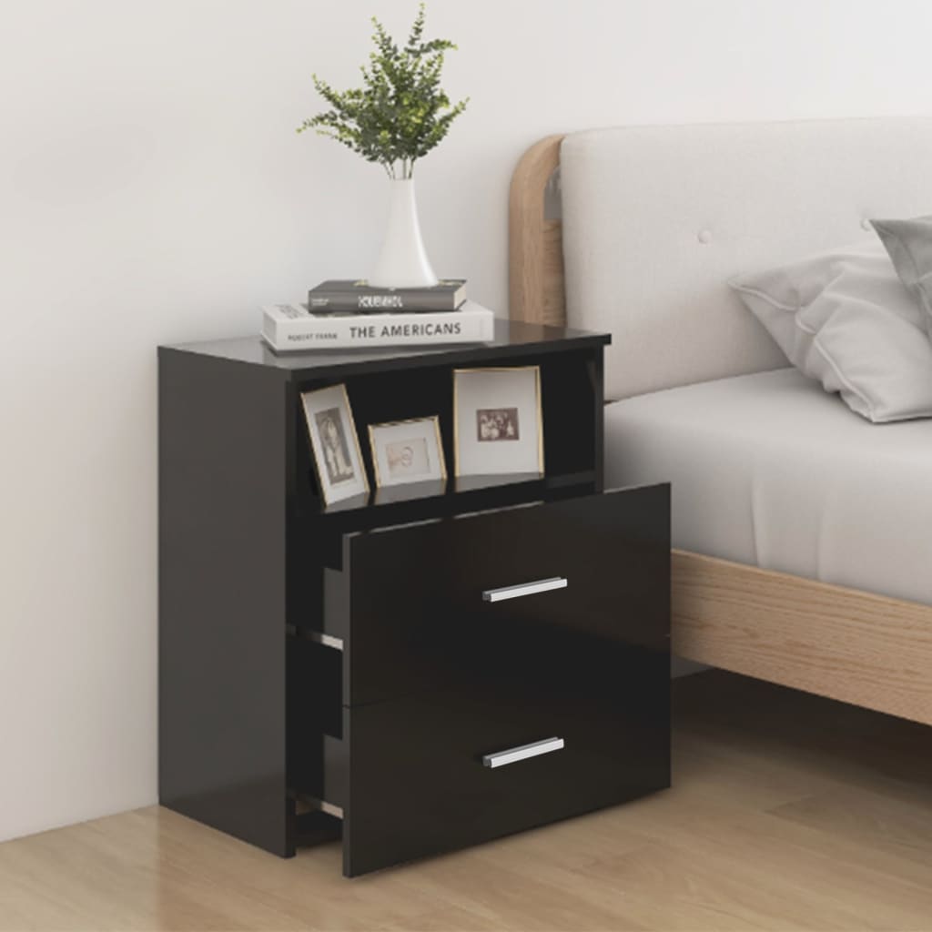 Bed Cabinet Black 50x32x60 cm