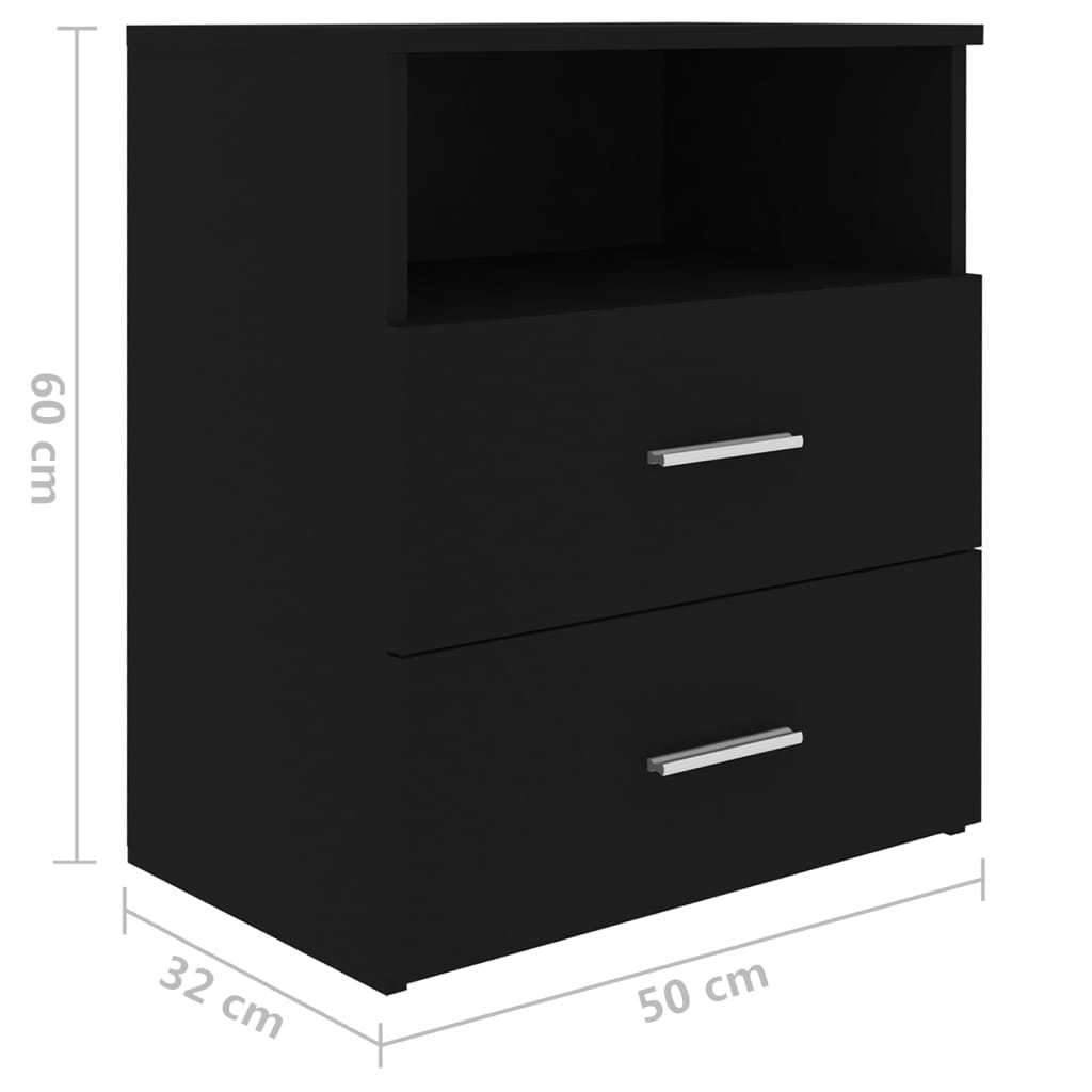 Bed Cabinet Black 50x32x60 cm