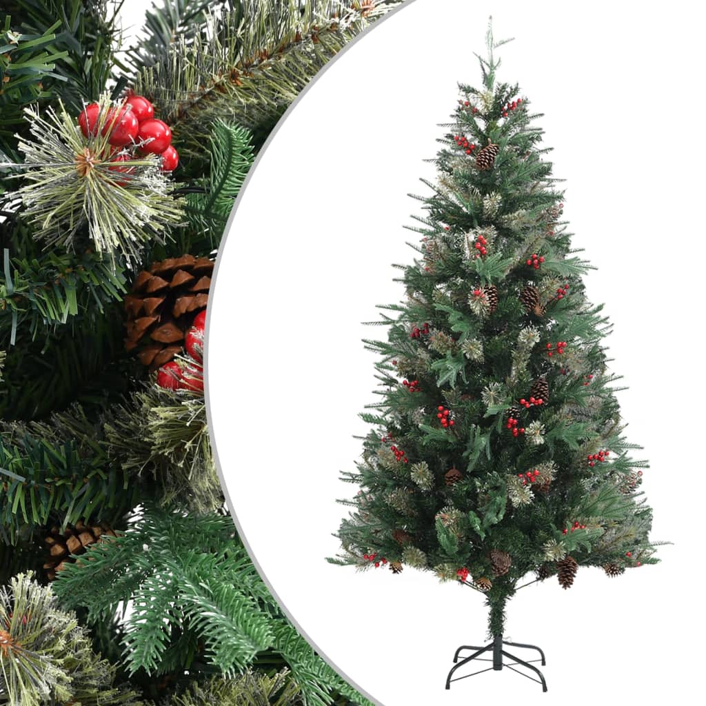 Christmas Tree with Pine Cones Green 225 cm PVC&PE