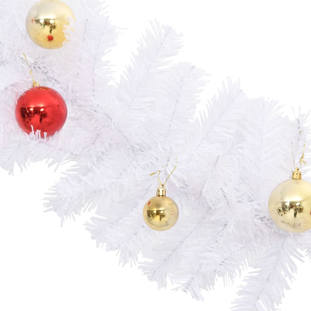 Christmas Garland Decorated with Baubles White 10 m