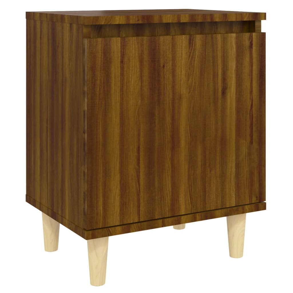 Bed Cabinet with Solid Wood Legs Brown Oak 40x30x50 cm