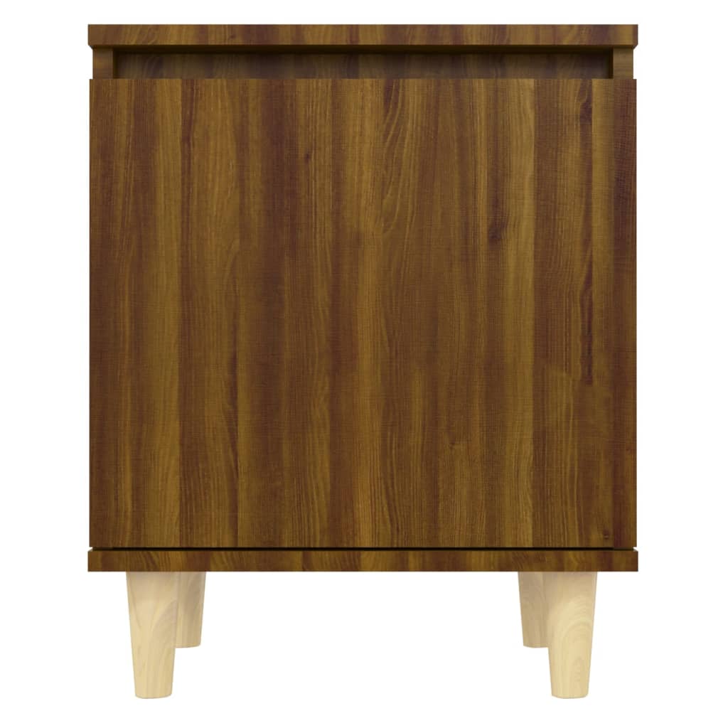 Bed Cabinet with Solid Wood Legs Brown Oak 40x30x50 cm