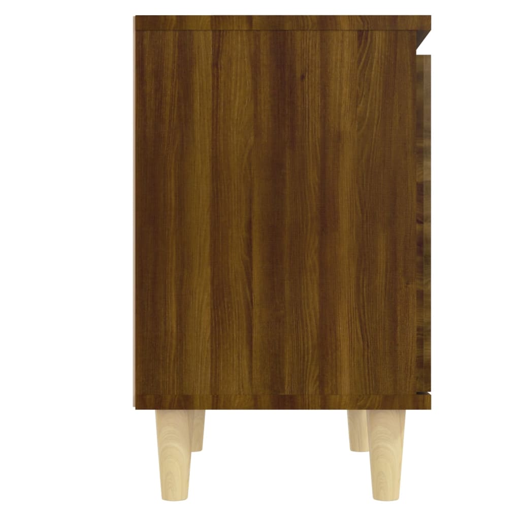 Bed Cabinet with Solid Wood Legs Brown Oak 40x30x50 cm