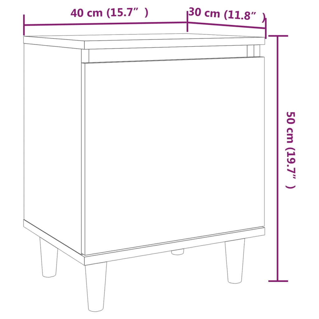 Bed Cabinet with Solid Wood Legs Brown Oak 40x30x50 cm